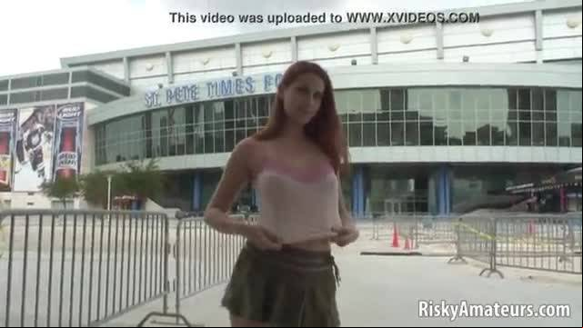 Lovely girl next door fingering her cunt outdoors
